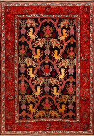 Antique Persian Bidjar Lion Rug 6 ft 6 in x 4 ft 8 in (1.98 m x 1.42 m)