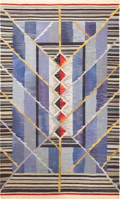 Vintage Scandinavian Swedish Kilim Rug by Ann Marie Hoke Sodra Kalma Lans Hemslojd 10 ft 2 in x 6 ft