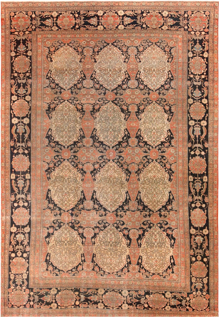 Antique Persian Mohtashem Kashan Rug 10 ft 6 in x 7 ft 2 in (3.2 m x 2.18 m) (1 of 6)