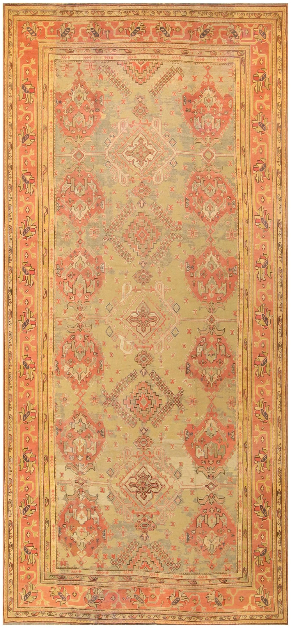 \Antique Turkish Oushak Soft Green Oversized Rug 25 ft x 11 ft 8 in (7.62 m x 3.56 m) (1 of 6)