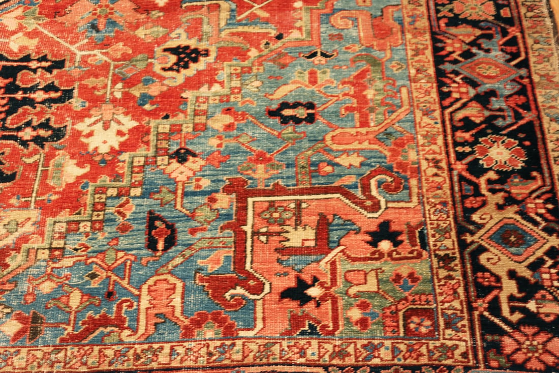 Antique Persian Heriz Rug 11 ft 9 in x 8 ft 10 in (3.58 m x 2.69 m) - 10