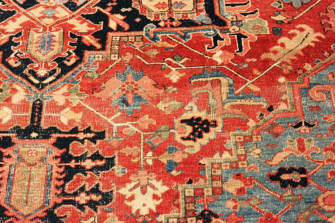 Antique Persian Heriz Rug 11 ft 9 in x 8 ft 10 in (3.58 m x 2.69 m) - 11