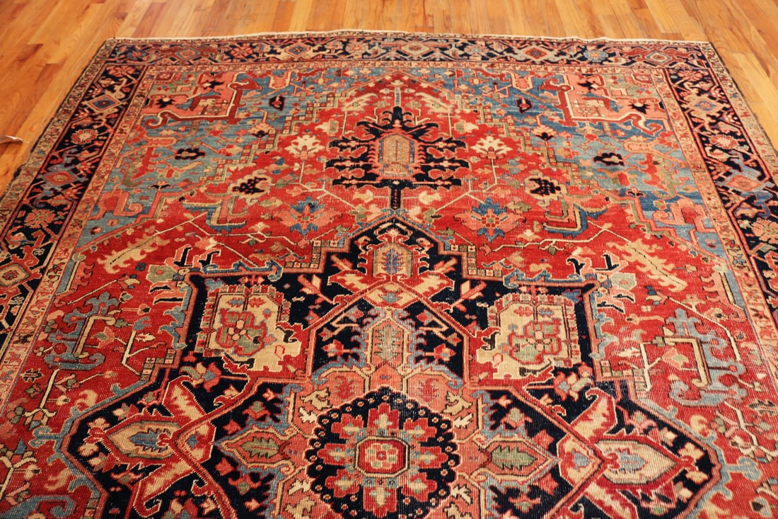 Antique Persian Heriz Rug 11 ft 9 in x 8 ft 10 in (3.58 m x 2.69 m) - 6