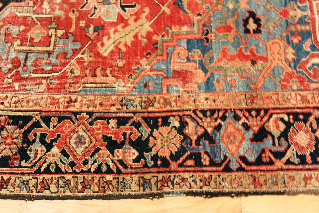 Antique Persian Heriz Rug 11 ft 9 in x 8 ft 10 in (3.58 m x 2.69 m) - 8