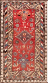 Whimsical Antique Caucasian Luri Rug 5 ft 10 in x 3 ft 5 in (1.78 m x 1.04 m)