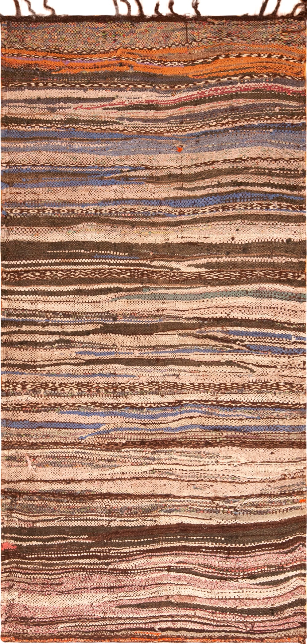 Vintage Moroccan Kilim 7 ft 3 in x 3 ft 7 in (2.21 m x 1.09 m): Curated collection of antique, vintage and modern rugs Vintage Moroccan Kilim Size: 7 ft 3 in x 3 ft 7 in (2.21 m x 1.09 m) Vintage Moroccan kilim artistry, crafted by Berber tribes, hails from