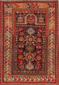 Rare Akstafa Caucasian Dragon Elements With The Prayer Desig 5 ft x 3 ft 6 in (1.52 m x 1.06 m)