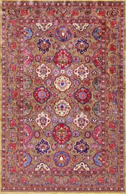 Fine Antique Silk and Metallic Thread Persian Souf Kashan Rug 6 ft 6 in x 4 ft 3 in (1.98 m x 1.3 m)