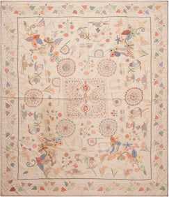 Antique American Textile Embroidery 8 ft 3 in x 7 ft (2.51 m x 2.13 m)