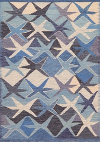 Starfish Design Scandinavian Mid-Century Modern Kilim Rug 6 ft 3 in x 4 ft 5 in (1.9 m x 1.35 m)