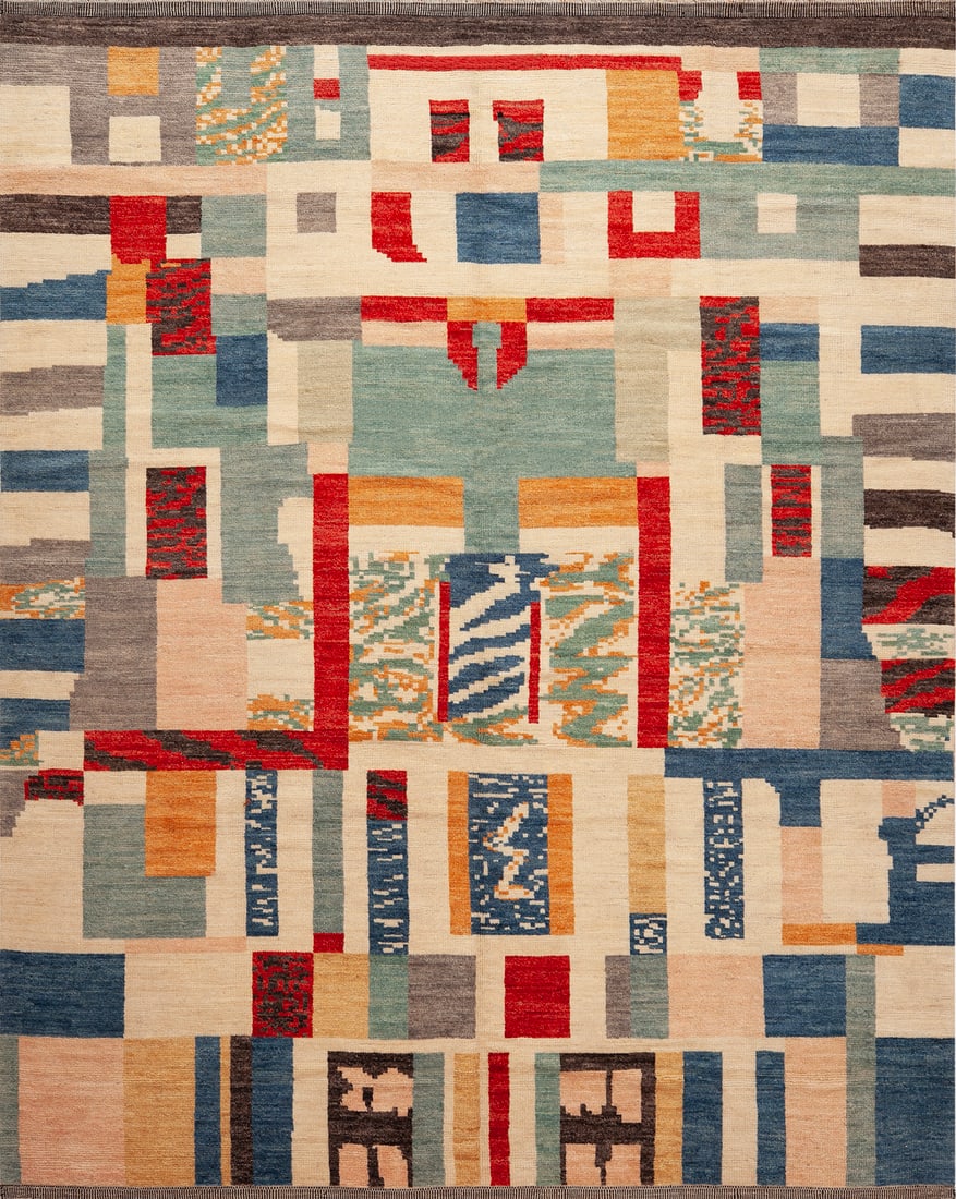 Scandinavian Style Pile Rug Mid-Century Design 10 ft 9 in x 8 ft 10 in (3.28 m x 2.69 m): Curated collection of antique, vintage and modern rugs Scandinavian Style Pile Rug Mid-Century Design Size: 10 ft 9 in x 8 ft 10 in (3.28 m x 2.69 m) A modern Swedish design rug from Central Asia show