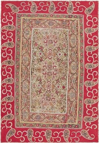 Antique Persian Paisley Rashti Embroidery Textile 5 ft 7 in x 3 ft 10 in (1.7 m x 1.17 m)