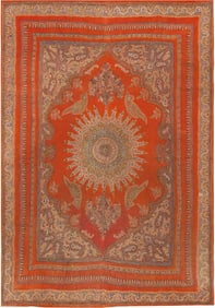 Antique Intricate Persian Isfahan Paisley Bird Design Shawl 5 ft 7 in x 3 ft 10 in (1.7 m x 1.17 m)