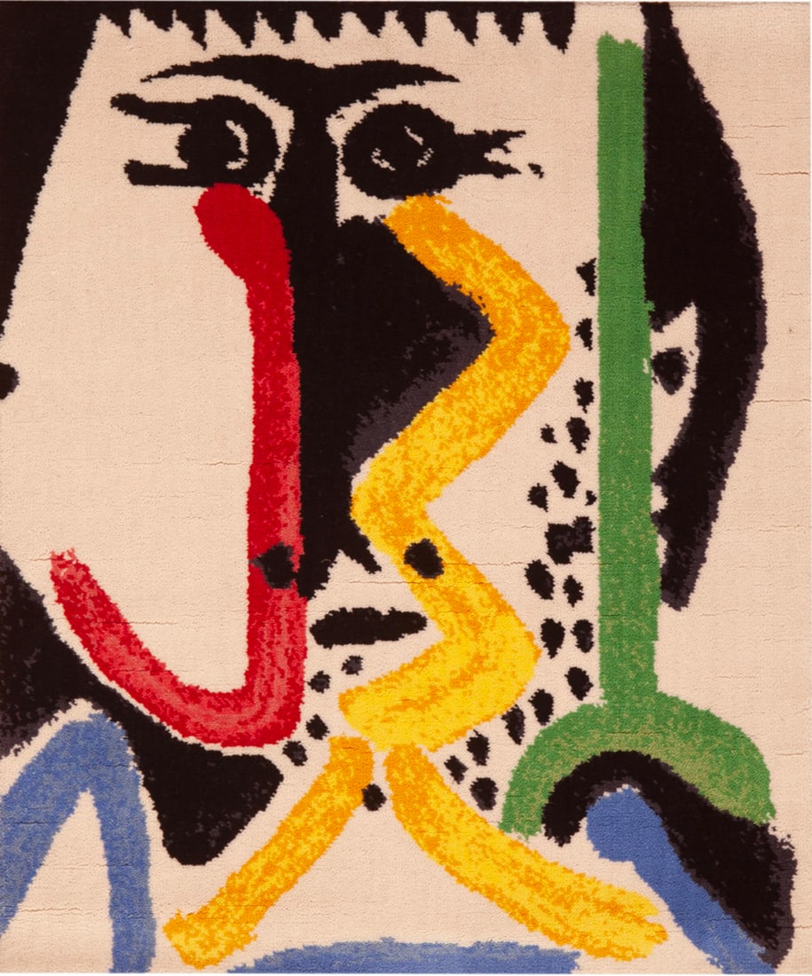 Vintage Pablo Picasso Abstract Expression Rug 3 ft 7 in x 3 ft (1.09 m x 0.91 m) (1 of 7)