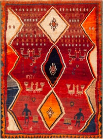 Bohemian Spirit Tribal Bold Vintage Persian Gabbeh Rug 5 ft 1 in x 4 ft (1.55 m x 1.22 m)