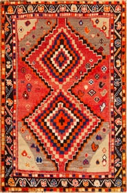 Expressive Vintage Persian Gabbeh Rug 6 ft x 4 ft (1.83 m x 1.22 m)