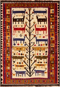 Charming Vintage Persian Gabbeh Rug 6 ft 4 in x 4 ft 5 in (1.93 m x 1.35 m)