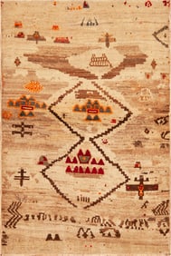 Mystical Vintage Gabbeh Rug 5 ft 5 in x 3 ft 3 in (1.65 m x 0.99 m)