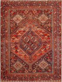 Antique Persian Qashqai Bird Rug 7 ft x 5 ft 6 in (2.13 m x 1.67 m)