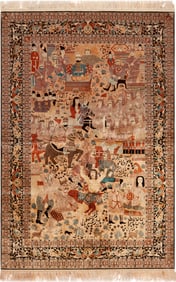 Silk Chinese Pictorial Rug 8 ft 10 in x 6 ft 2 in (2.69 m x 1.87 m)