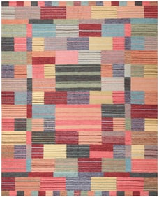 Scandinavian Mid-Century Modern Kilim Rug 9 ft x 7 ft 3 in (2.74 m x 2.2 m)