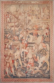 Vintage German Tapestry Signed "K Gries  "Karl Gries" Titled "Winter" 5 ft 8 in x 8 ft 9 in (1.72 m