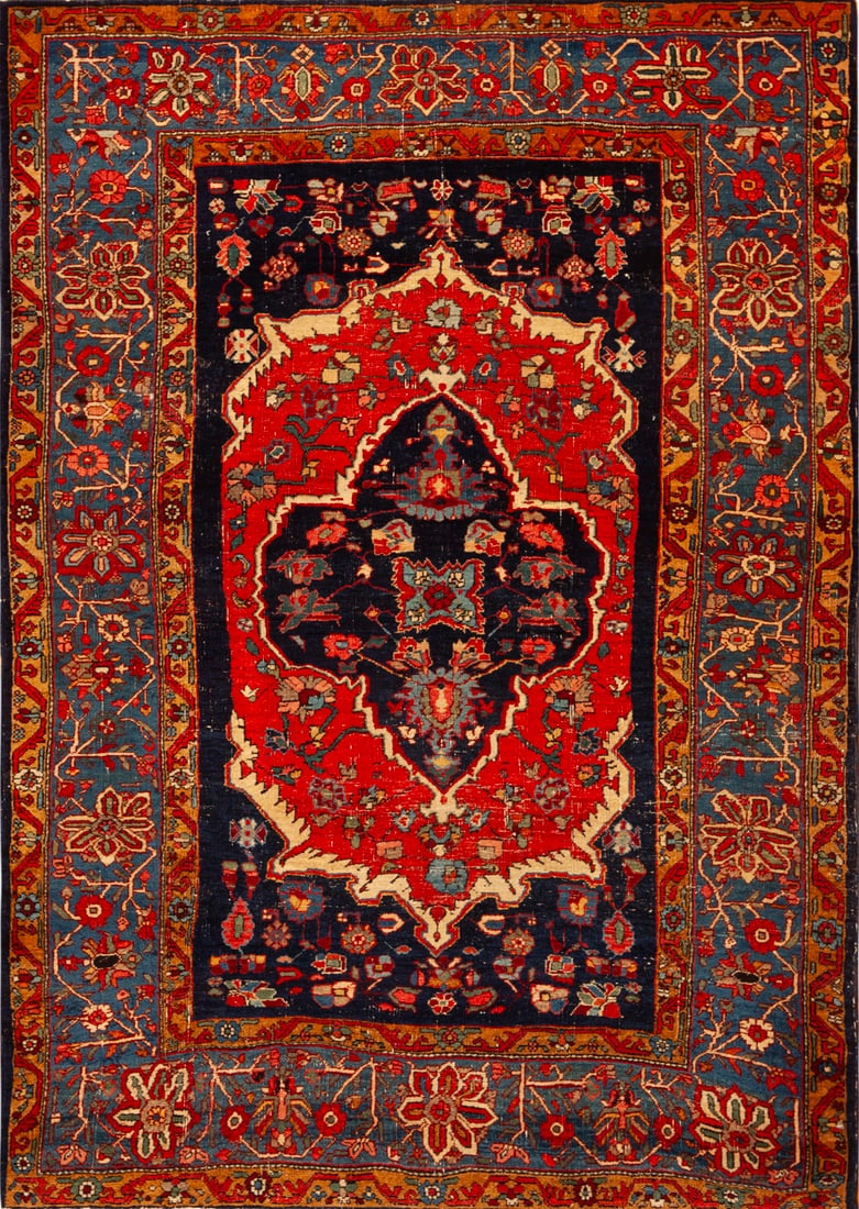 No Reserve - Antique Persian Bidjar 6 ft 7 in x 4 ft 6 in (2 m x 1.37 m): Curated collection of antique, vintage and modern rugs No Reserve - Antique Persian Bidjar Size: 6 ft 7 in x 4 ft 6 in (2 m x 1.37 m) Provenance: Property of New York City dealer An antique Pers