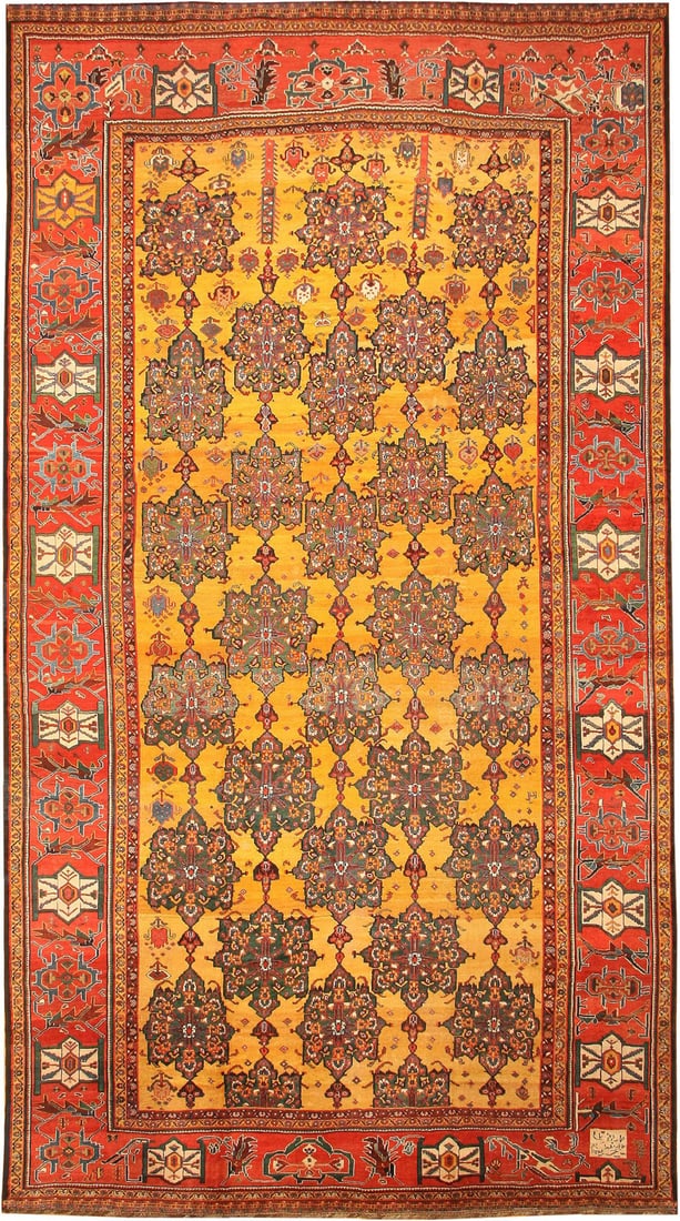 No Reserve - Signed and dated 1888 Antique Persian Bakhtiari Rug 23 ft x 12 ft 6 in (7.01 m x 3.81: Curated collection of antique, vintage and modern rugs No Reserve - Antique Persian Bakhtiari Rug Size: 23 ft x 12 ft 6 in (7.01 m x 3.81 m) Provenance: Inventory of the late Albert Karmely A go