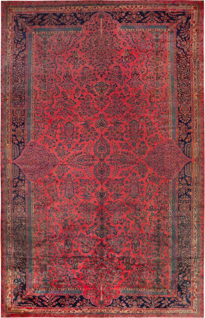 No Reserve - Large Antique Persian Kashan Kork Wool 19 ft x 12 ft 0 in (5.79 m x 3.65 m): Curated collection of antique, vintage and modern rugs No Reserve - Large Antique Persian Kashan Kork Wool Size: 19 ft x 12 ft 0 in (5.79 m x 3.65 m) Provenance: Property of a prominent German collect
