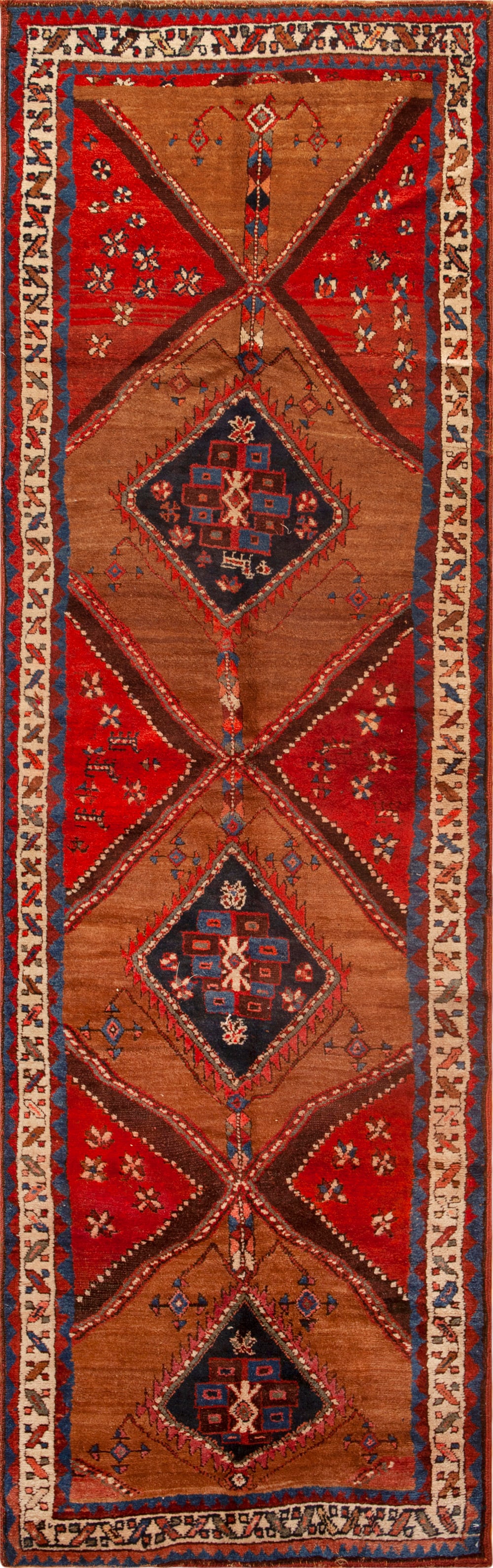 No Reserve - Camel Hair Antique Persian Kurdish Runner 11 ft 10 in x 3 ft 6 in (3.6 m x 1.06 m) (1 of 1)