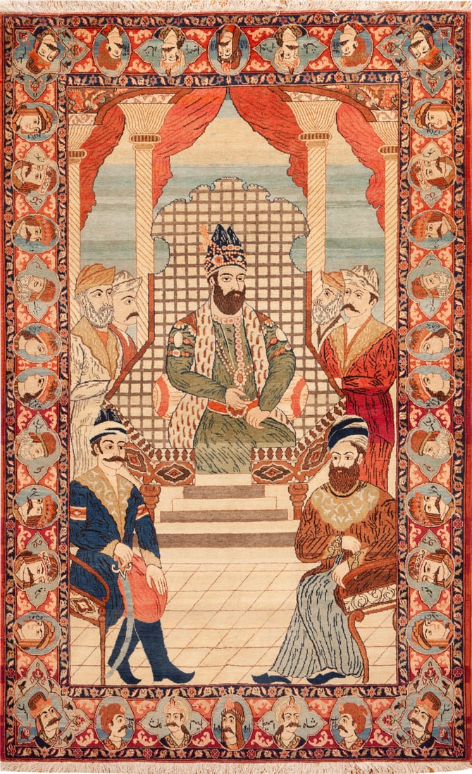 No Reserve - Antique Persian Kashan Mashahir Rug 6 ft 8 in x 4 ft 4 in (2.03 m x 1.32 m): Curated collection of antique, vintage and modern rugs No Reserve - Antique Persian Kashan Mashahir Rug Size: 6 ft 8 in x 4 ft 4 in (2.03 m x 1.32 m) An antique Persian Kashan Mashahir rug ? a disting