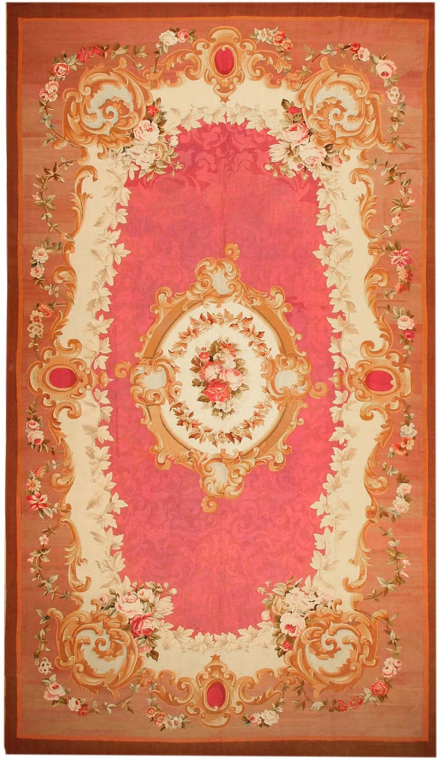 No Reserve - Antique French Aubusson Medallion Design Rug 21 ft x 12 ft (6.4 m x 3.66 m) (1 of 5)
