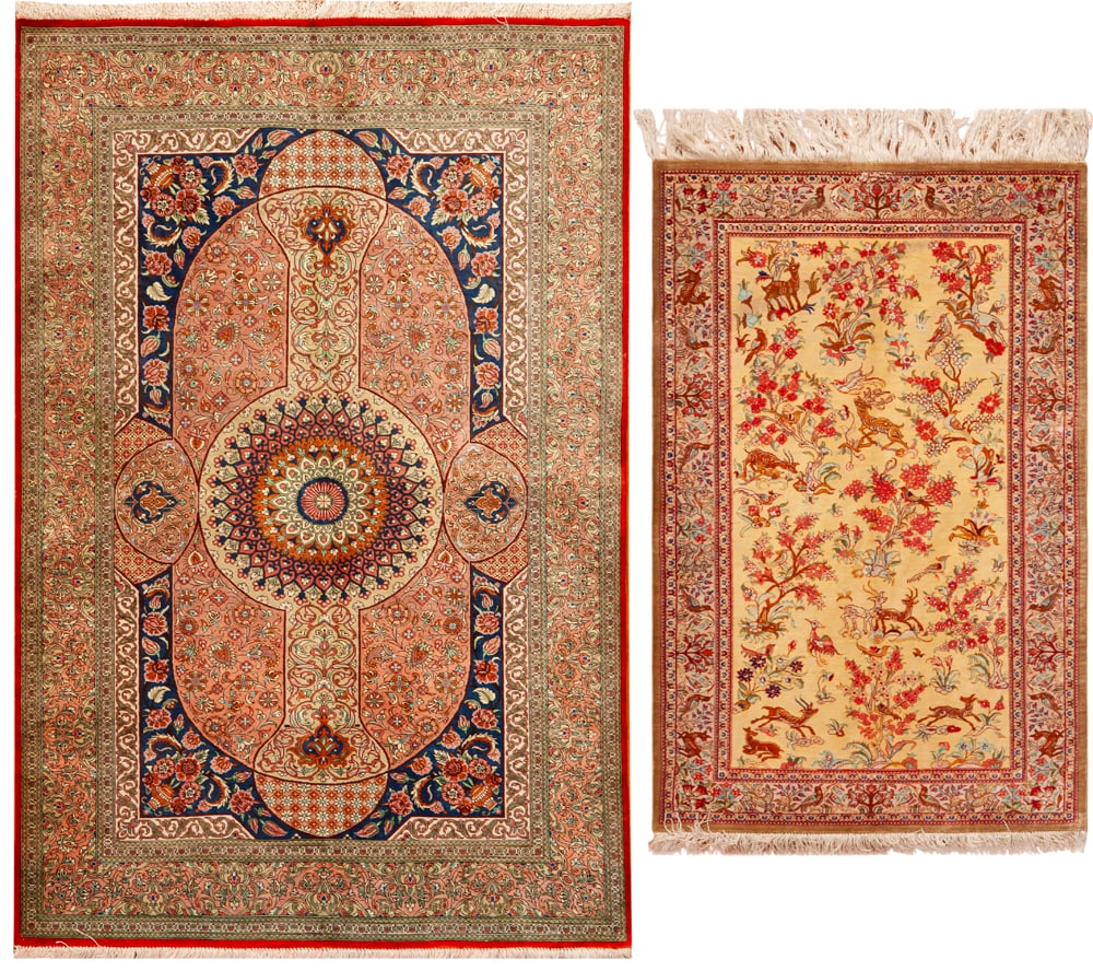 No Reserve - Pair of Vintage Persian Qum Rugs 5 ft x 3 ft 4 in (1.52 m x 1.01 m) (1 of 1)