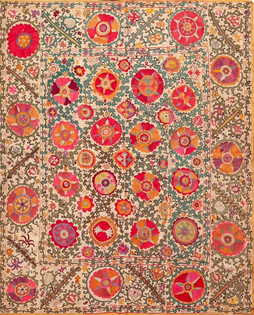 Antique Uzbek Suzani Textile 7 ft 2 in x 5 ft 7 in (2.18 m x 1.7 m) (1 of 1)