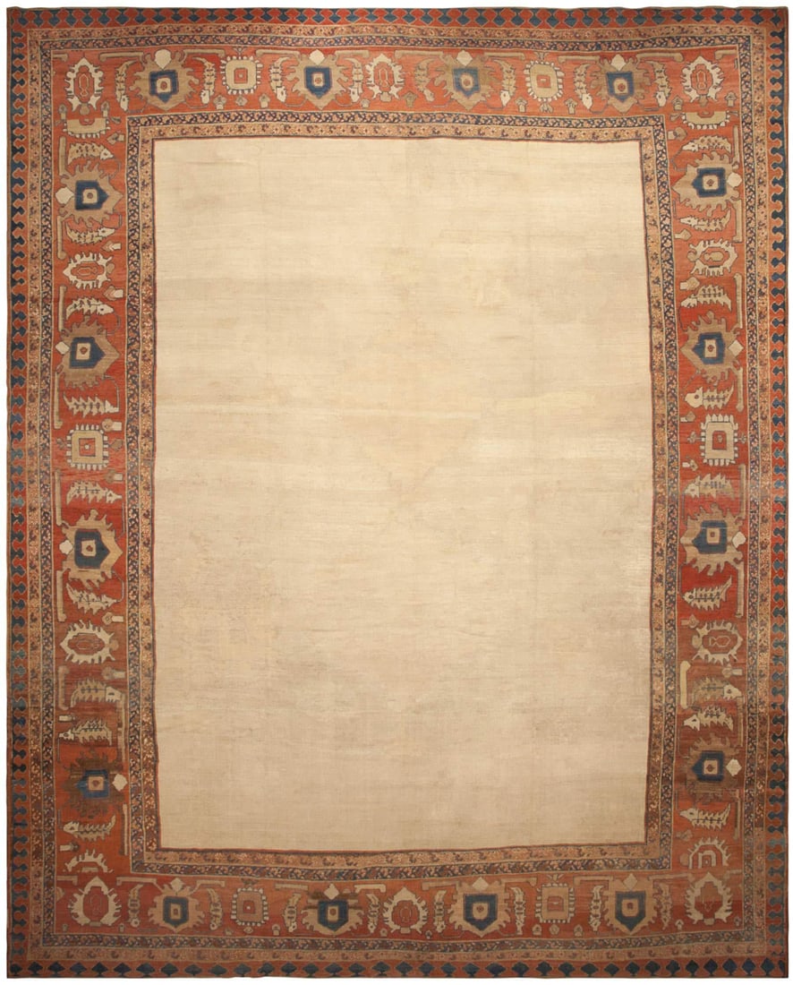 No Reserve - Antique 19th Century Persian Bakshaish Rug 19 ft 6 in x 15 ft 2 in (5.94 m x 4.62 m): Curated collection of antique, vintage and modern rugs No Reserve - Antique 19th Century Persian Bakshaish Rug Size: 19 ft 6 in x 15 ft 2 in (5.94 m x 4.62 m) Provenance: Inventory of the late Albert