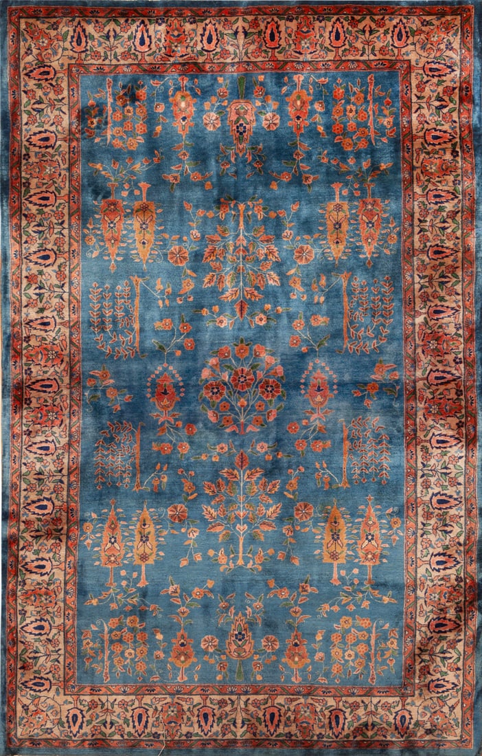 No Reserve - Antique Indo-Kashan Rug 6 ft 7 in x 4 ft (2 m x 1.21 m): Curated collection of antique, vintage and modern rugs No Reserve - Antique Indo-Kashan Rug Size: 6 ft 7 in x 4 ft (2 m x 1.21 m) Provenance: Property of a prominent German collector This antiqu