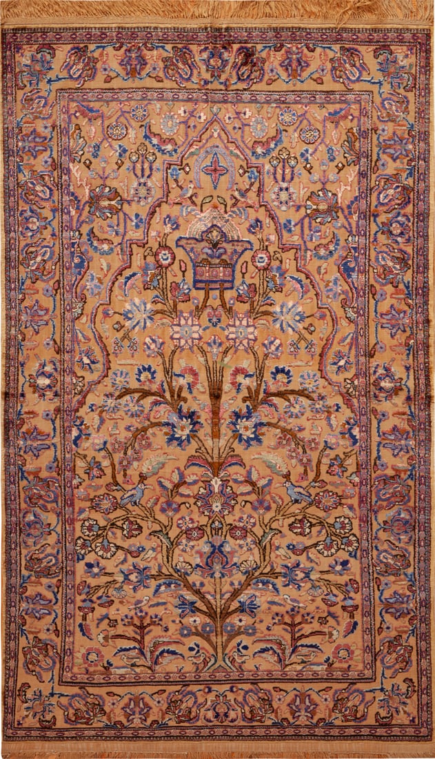 No Reserve - Silk Antique Persian Kashan Souf Rug 6 ft 7 in x 3 ft 11 in (2 m x 1.19 m) (1 of 1)