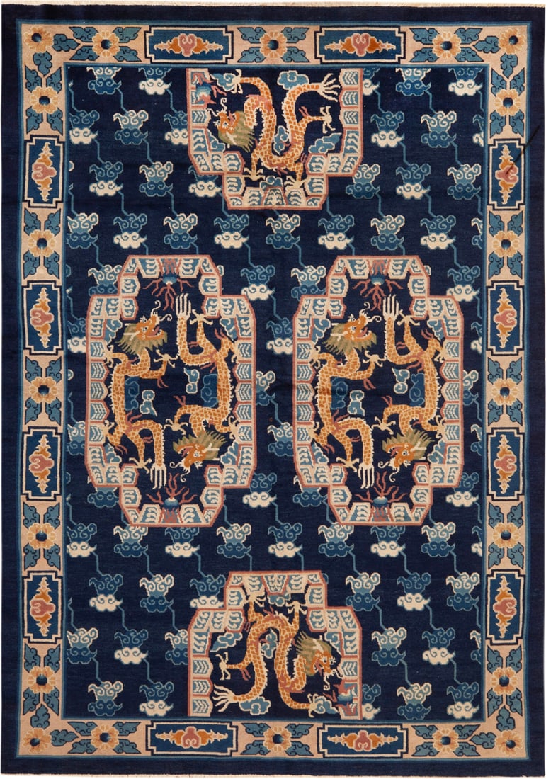 No Reserve - Vintage Chinese Peking Dragon Cloud-Band Rug 8 ft x 5 ft 10 in (2.44 m x 1.78 m) (1 of 8)