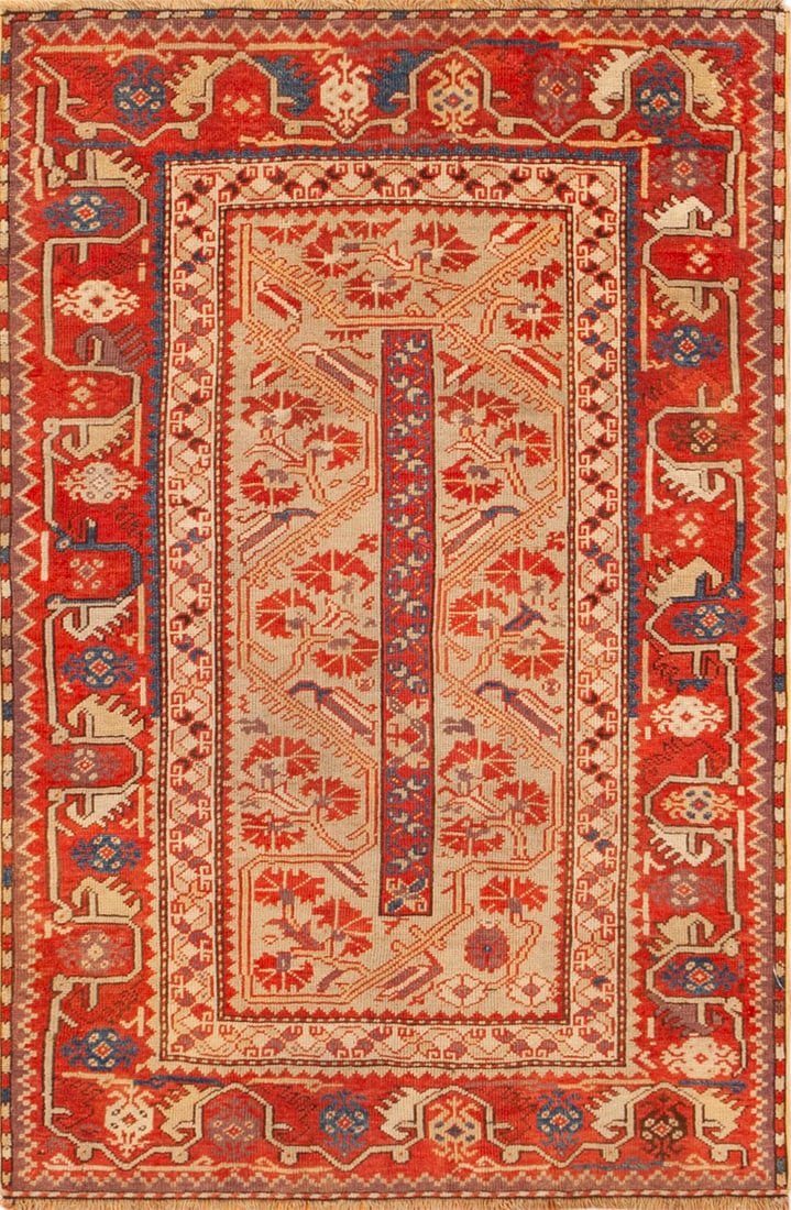 Antique Turkish Milas Rug 4 ft 3 in x 2 ft 10 in (1.29 m x 0.86 m) (1 of 1)