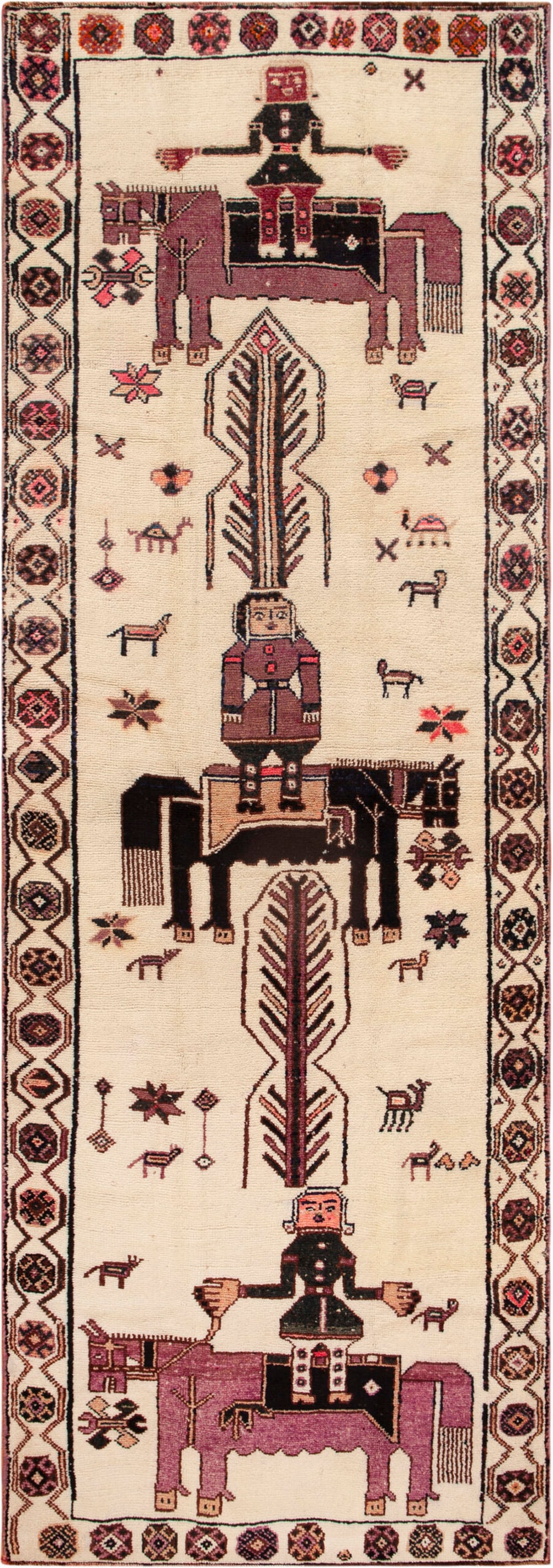 No Reserve - Vintage Persian Baluch Rug 12 ft 10 in x 4 ft 7 in (3.91 m x 1.4 m): Curated collection of antique, vintage and modern rugs No Reserve - Vintage Persian Baluch Rug Size: 12 ft 10 in x 4 ft 7 in (3.91 m x 1.4 m) Provenance: Property of Los Angeles dealer This vint