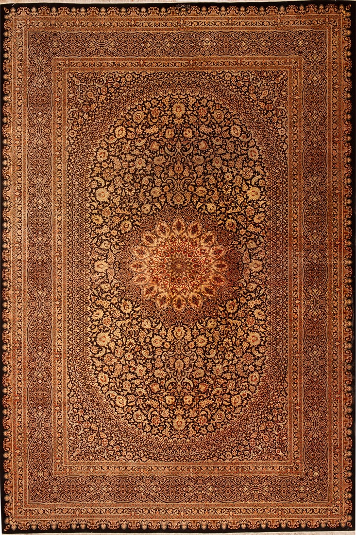 No Reserve - Silk Vintage Persian Qum Rug (1 of 1)