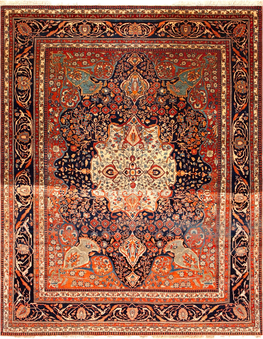 No Reserve - Antique Persian Mohtasham Kashan Carpet 9 ft 9 in x 7 ft 10 in (2.97 m x 2.39 m): Curated collection of antique, vintage and modern rugs No Reserve - Antique Persian Mohtasham Kashan Carpet Size: 9 ft 9 in x 7 ft 10 in (2.97 m x 2.39 m) Provenance: Inventory of the late Albert Karm