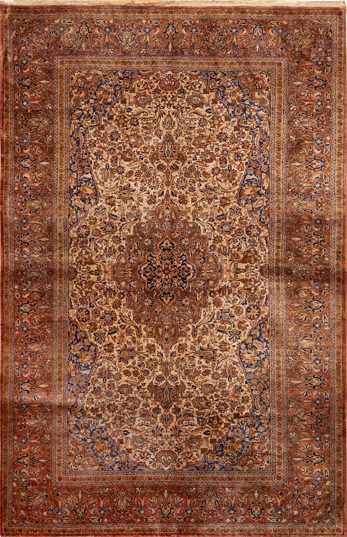 No Reserve - Silk Vintage Persian Kashan Rug 6 ft 9 in x 4 ft 4 in (2.05 m x 1.32 m) (1 of 1)