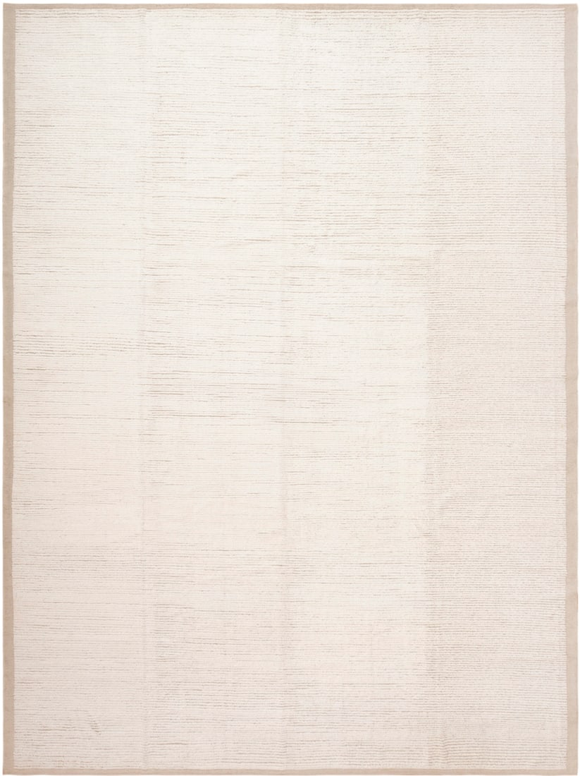 Contemporary Wool and Cotton White Rug 14 ft 2 in x 10 ft 6 in (4.32 m x 3.2 m): Curated collection of antique, vintage and modern rugs Contemporary Cotton Rug Size: 14 ft 2 in x 10 ft 6 in (4.32 m x 3.2 m) This modern contemporary cotton rug from Central Asia presents a subtly so