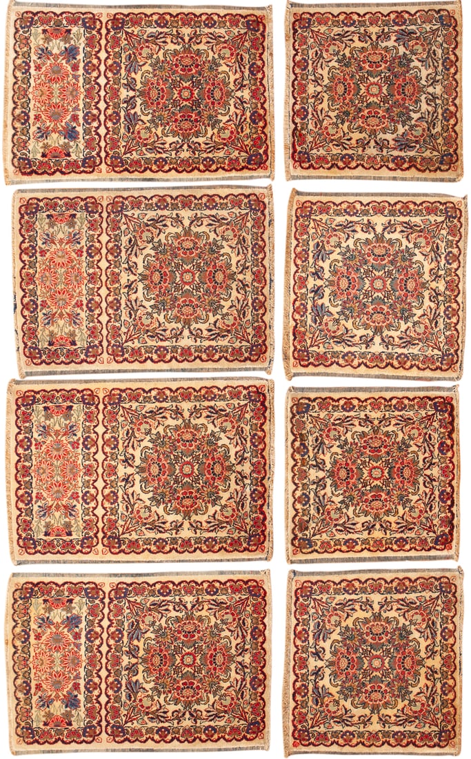 No Reserve - Set of 8 Silk and Wool Farahan Mats (1 of 1)