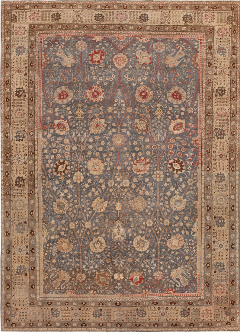 Antique Persian Tabriz Allover Floral Rug 12 ft 8 in x 9 ft (3.86 m x 2.74 m) (1 of 1)