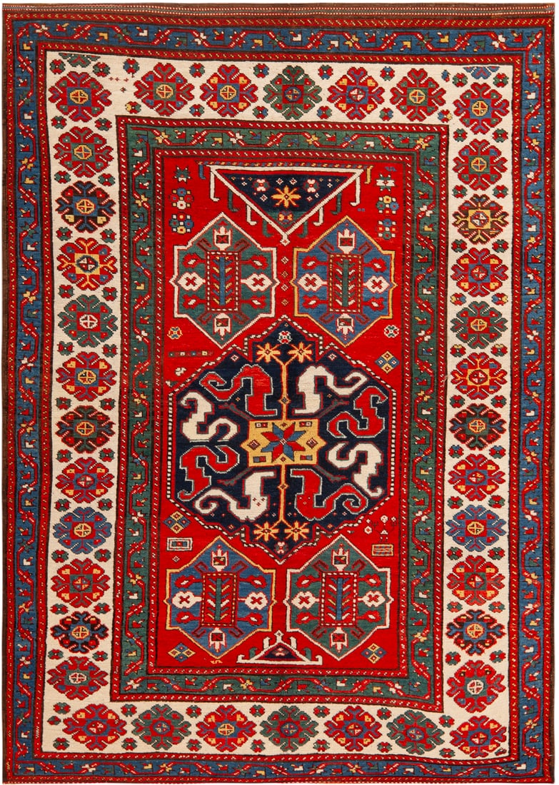 Antique Cloudband Kazak Rug, South Caucasus, late 19th century - 7 ft 2 in x 5 ft 1 in (2.18 m x (1 of 1)