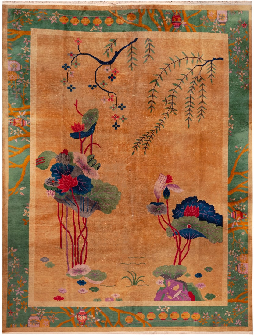 No Reserve - Large Antique Chinese Art Deco Carpet, circa 1925?1935 - 11 ft 8 in x 9 ft (3.55 m x: Curated collection of antique, vintage and modern rugs No Reserve - Large Antique Chinese Art Deco Carpet, circa 1925?1935 Size: 11 ft 8 in x 9 ft (3.55 m x 2.74 m) Provenance: Property of a New York 