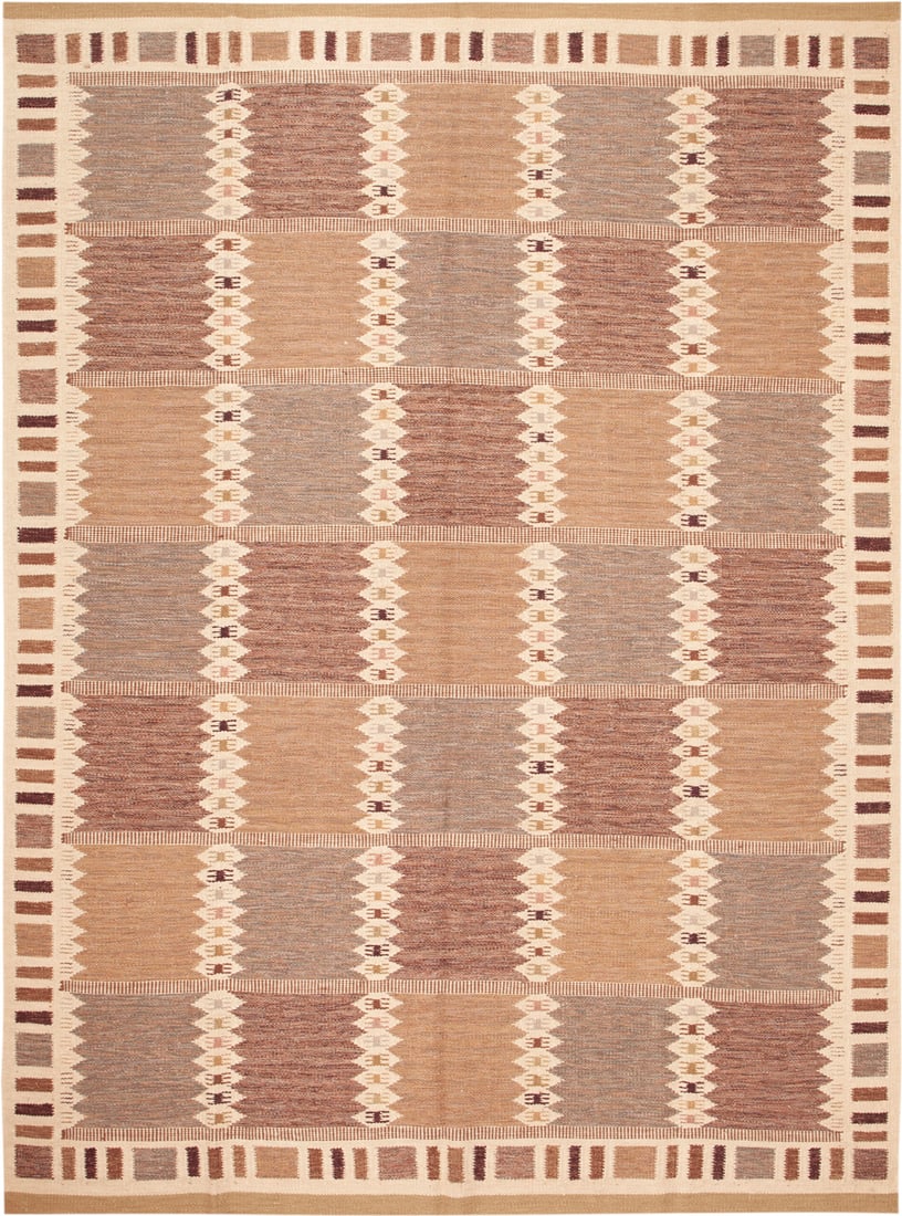 Mid-Century Modern Swedish-Style Flatweave Carpet - 12 ft 4 in x 9 ft 1 in (3.76 m x 2.77 m) (1 of 1)