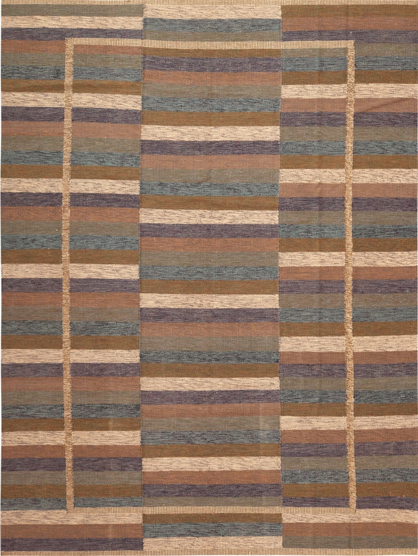 Mid-Century Modern Swedish-Style Flatweave Carpet - 12 ft 3 in x 9 ft 3 in (3.73 m x 2.82 m) (1 of 7)